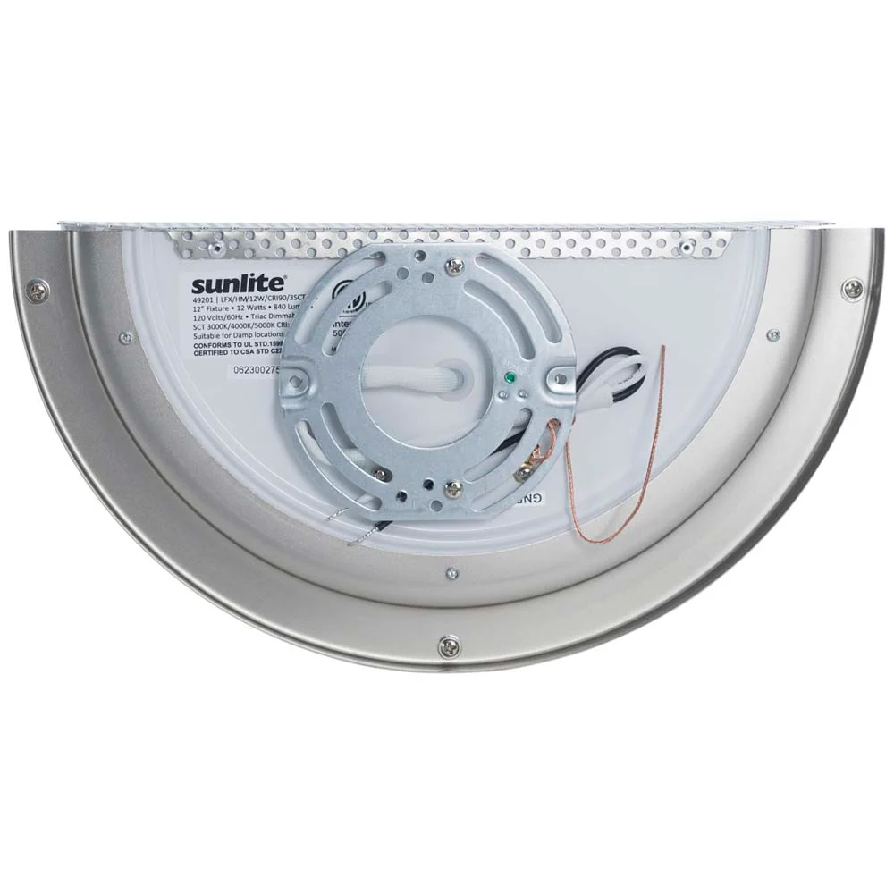 Sunlite 12w LED Half-Cylinder Wall Scone CCT Selectable Brushed Nickel Fixture - Image 2