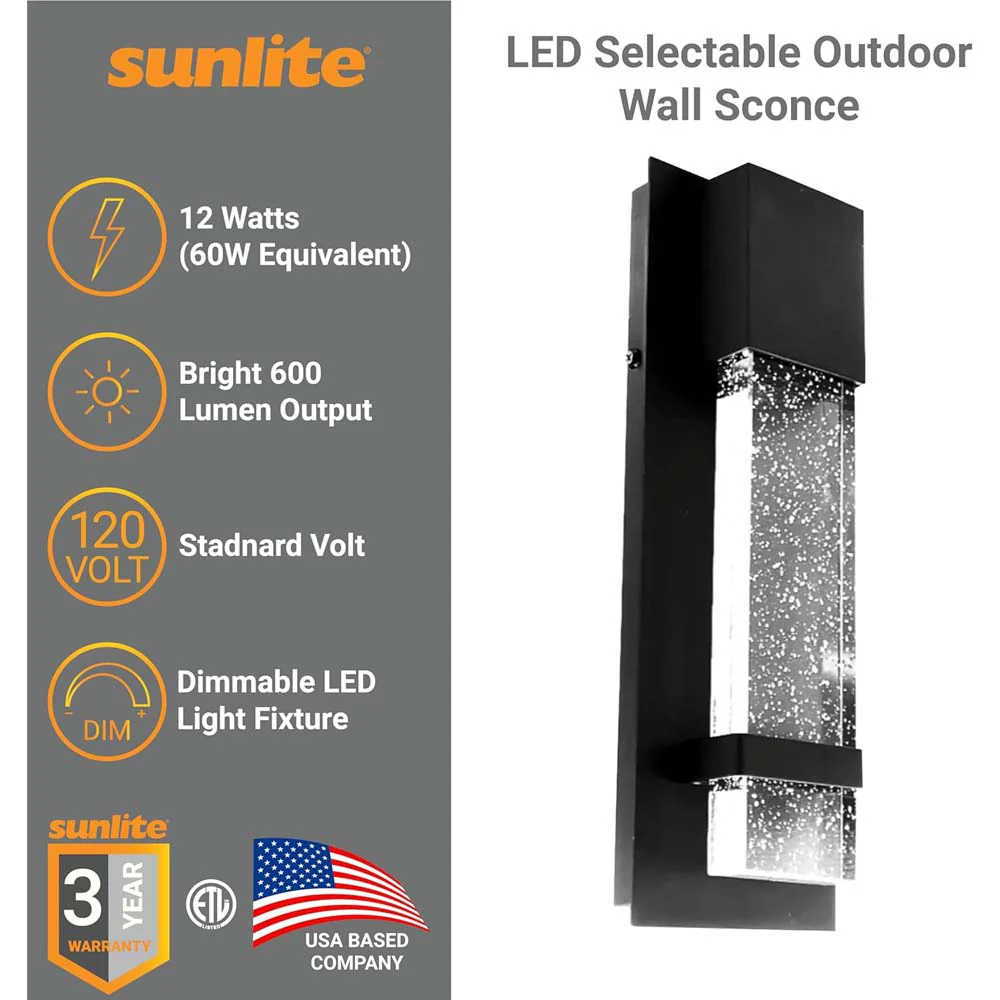 Sunlite 12w LED Raindrop Outdoor Wall Sconce Fixture CCT Selectable - 60w equiv - Image 3