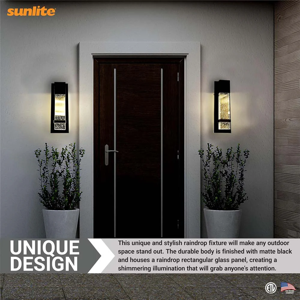 Sunlite 12w LED Raindrop Outdoor Wall Sconce Fixture CCT Selectable - 60w equiv - Image 5