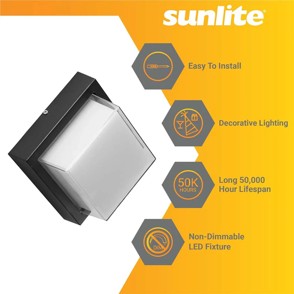 Sunlite 12w LED Square Modern Outdoor Light Fixture CCT Selectable - 60w equiv - Image 3