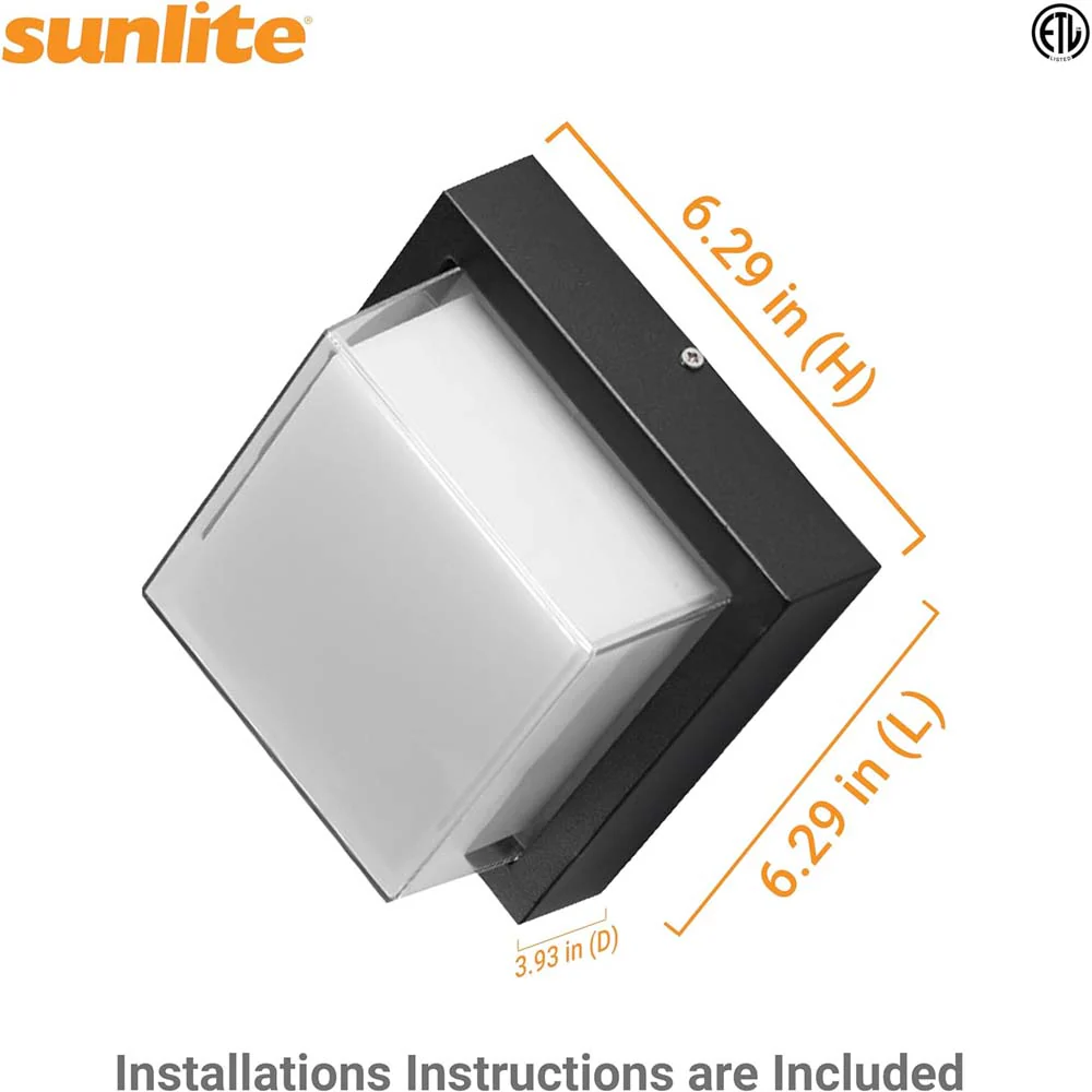 Sunlite 12w LED Square Modern Outdoor Light Fixture CCT Selectable - 60w equiv - Image 4