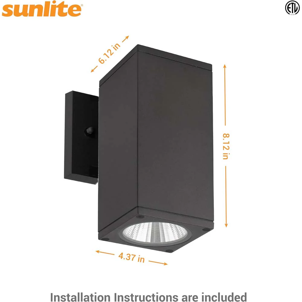 Sunlite 12w LED Square Up Or Down Wall Light Fixture CCT Selectable - 60w equiv - Image 2