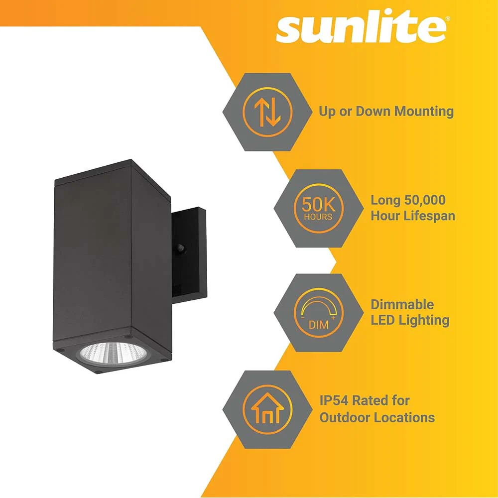 Sunlite 12w LED Square Up Or Down Wall Light Fixture CCT Selectable - 60w equiv - Image 4