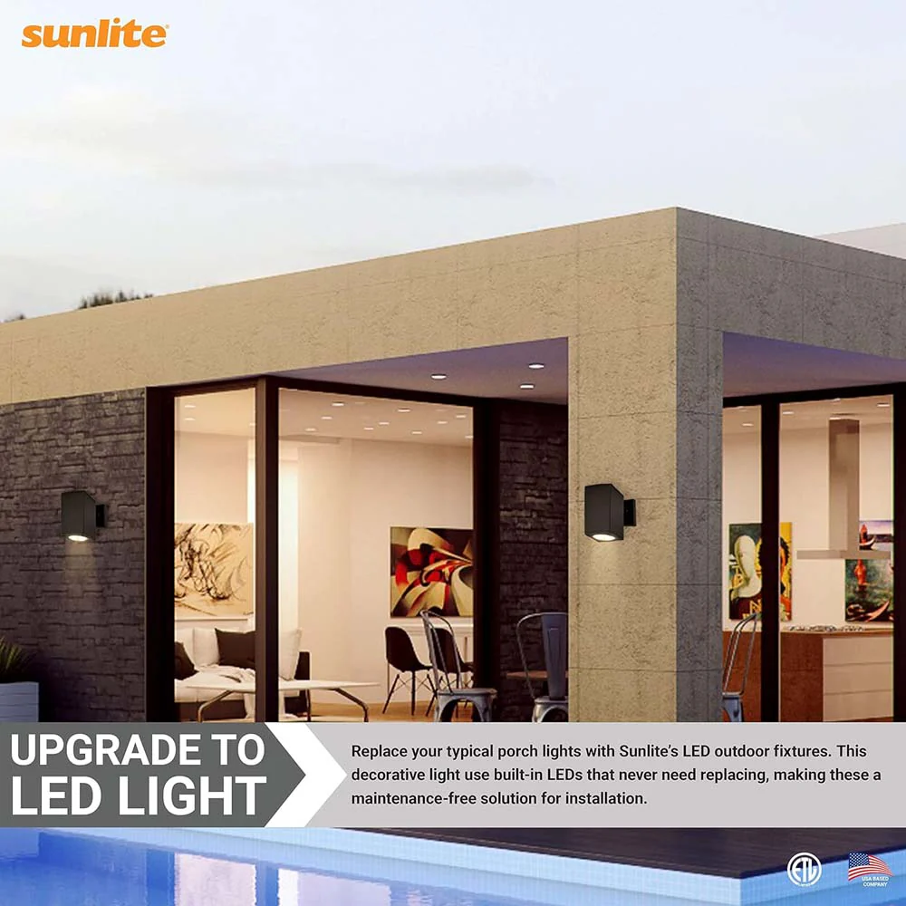 Sunlite 12w LED Square Up Or Down Wall Light Fixture CCT Selectable - 60w equiv - Image 5