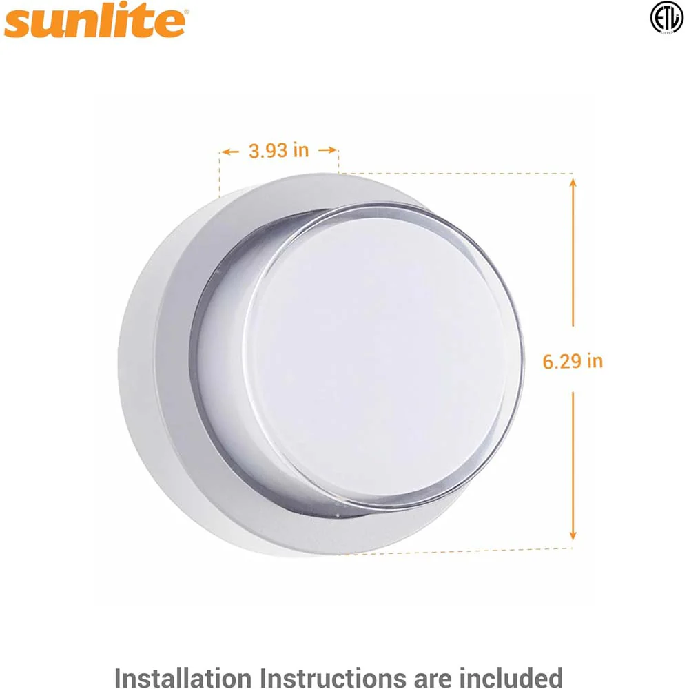 Sunlite 12w LED White Round Modern Outdoor Fixture CCT Selectable - 60w equiv - Image 2
