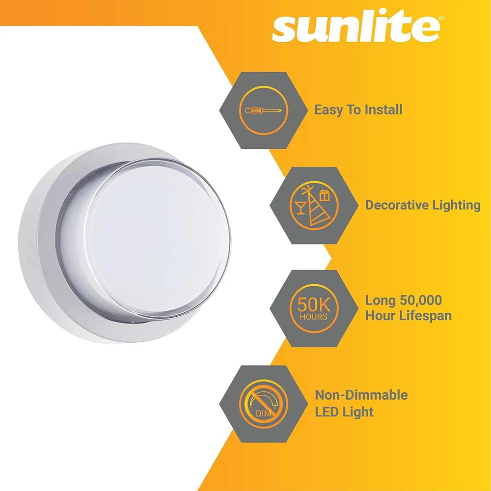 Sunlite 12w LED White Round Modern Outdoor Fixture CCT Selectable - 60w equiv - Image 4