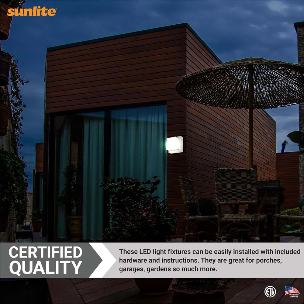 Sunlite 12w LED White Square Modern Outdoor Fixture CCT Selectable - 60w equiv - Image 7