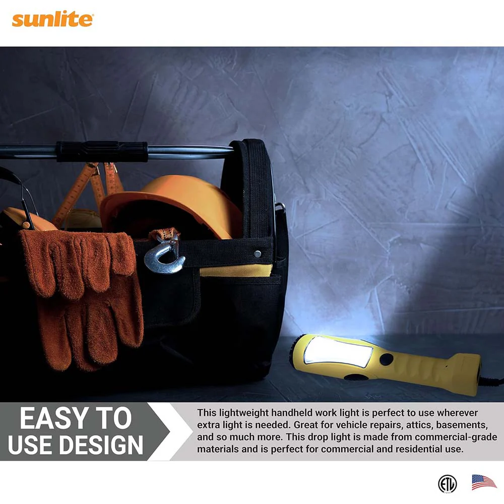 Sunlite 12w LED Yellow Portable Work Light Fixture 15F Power Cord 6200K Daylight - Image 4