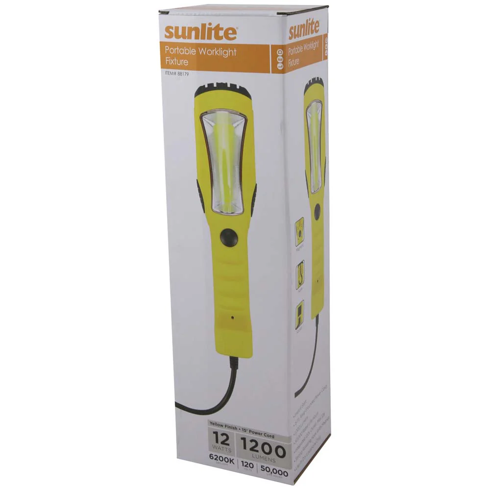 Sunlite 12w LED Yellow Portable Work Light Fixture 15F Power Cord 6200K Daylight - Image 9