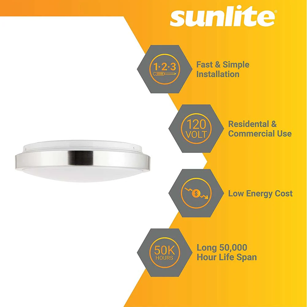 Sunlite 13-inRound LED Solid Band Fixture CCT Tunable White Finish - 100w-equiv - Image 2