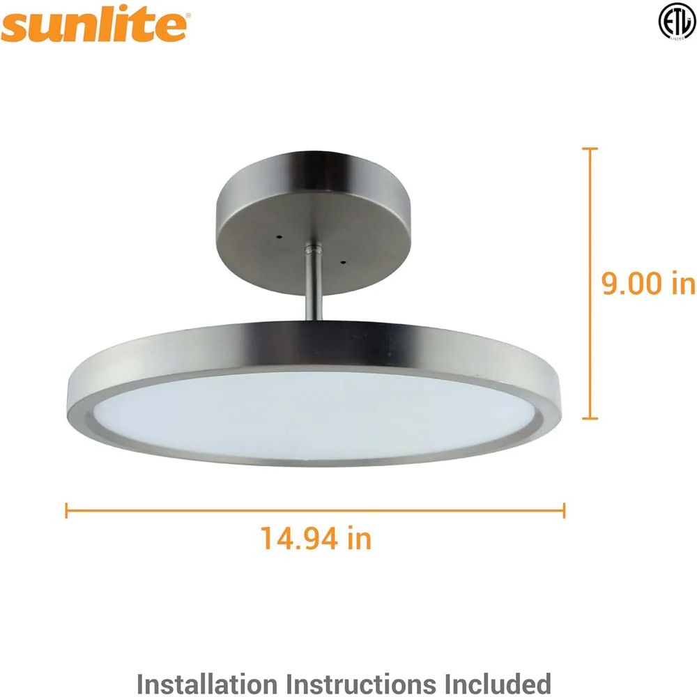 Sunlite 15-in 30w LED Modern Ceiling Mount Fixture CCT Selectable - 200w equiv - Image 2