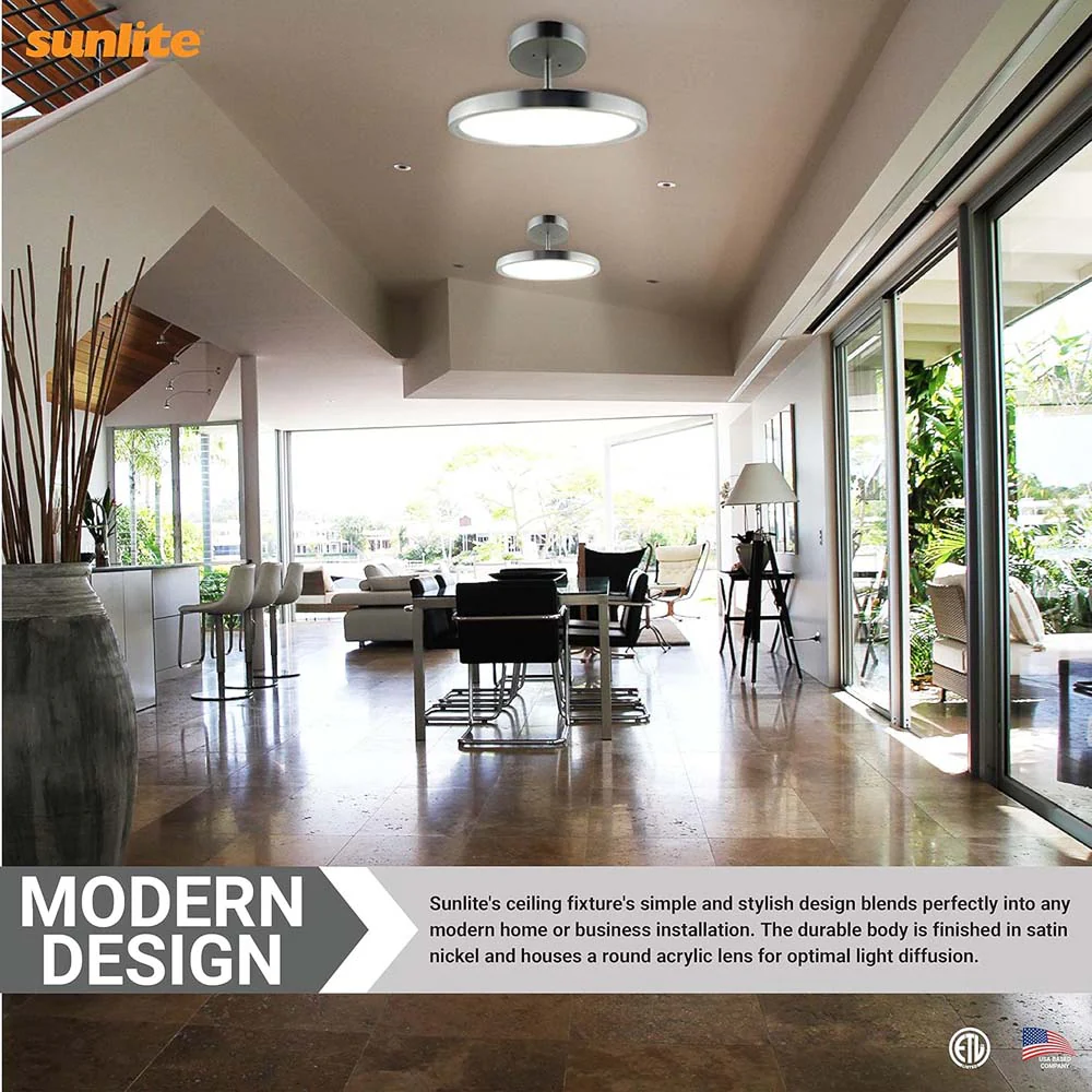 Sunlite 15-in 30w LED Modern Ceiling Mount Fixture CCT Selectable - 200w equiv - Image 5