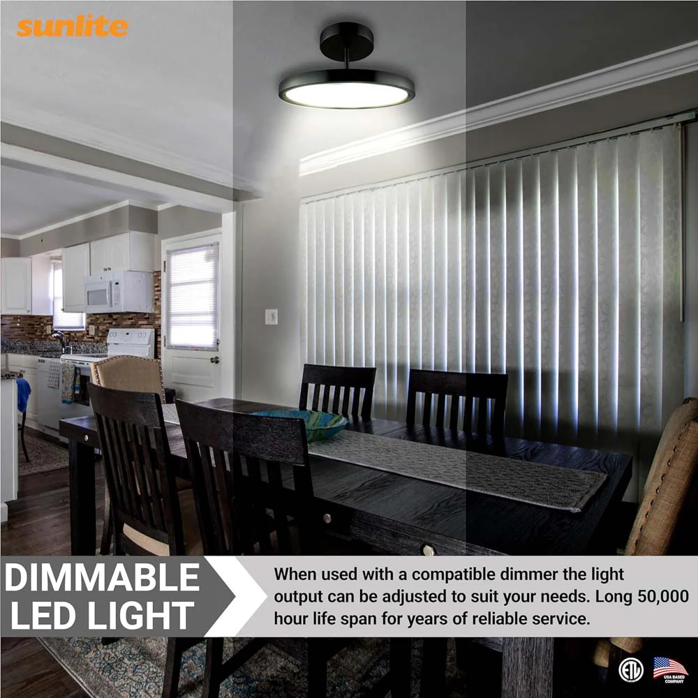 Sunlite 15-in 30w LED Modern Ceiling Mount Fixture CCT Selectable - 200w equiv - Image 7