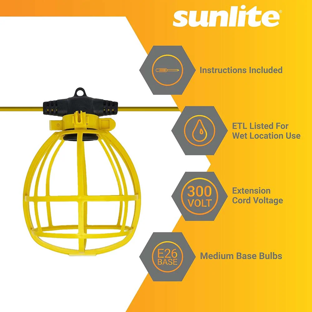 Sunlite 150w 50F Commercial Grade Cage String Light R26 Base 5-Sockets Bulb - Image 4