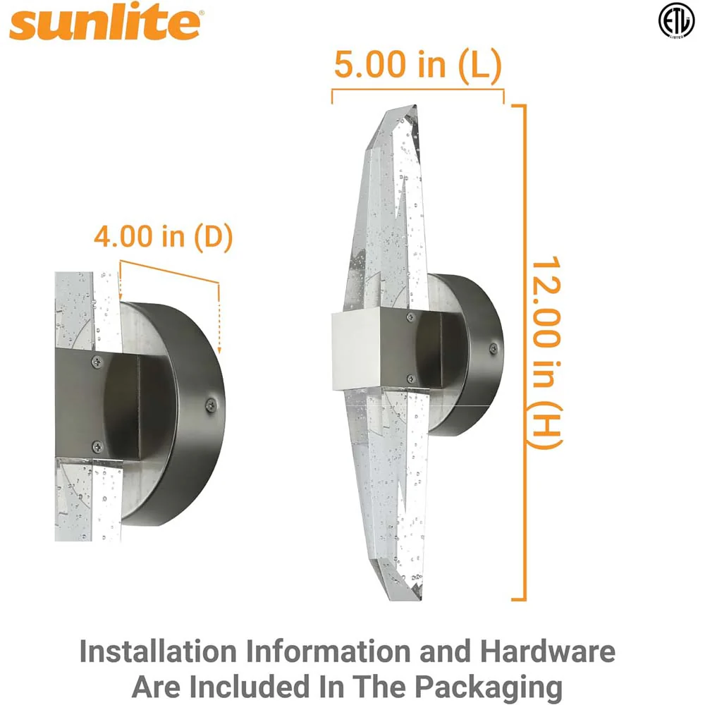 Sunlite 15w LED Crystal Shape Two Light Wall Sconce 3000K Dimmable - 60w equiv - Image 2