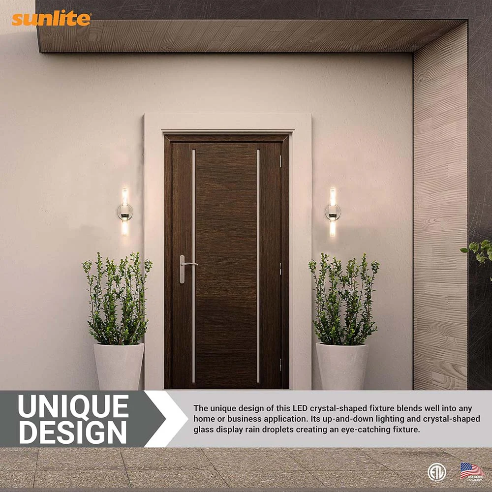Sunlite 15w LED Crystal Shape Two Light Wall Sconce 3000K Dimmable - 60w equiv - Image 5