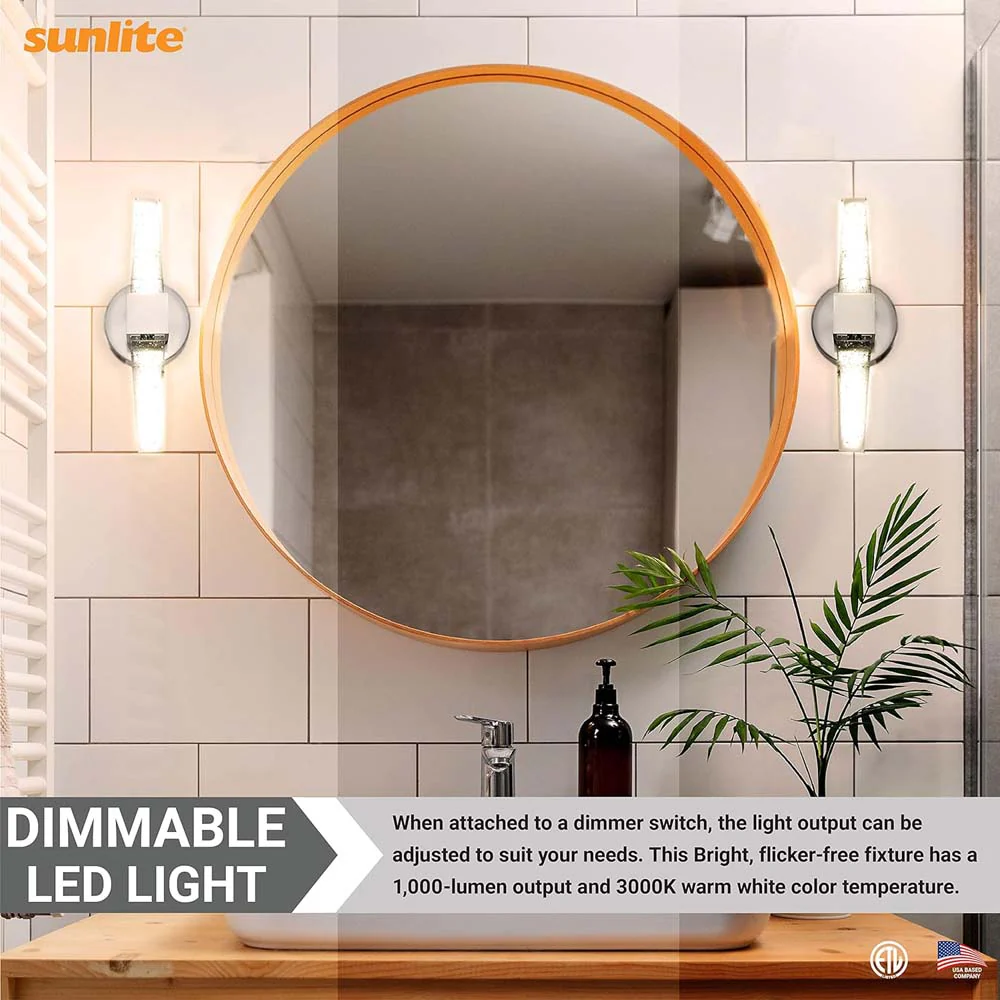 Sunlite 15w LED Crystal Shape Two Light Wall Sconce 3000K Dimmable - 60w equiv - Image 6