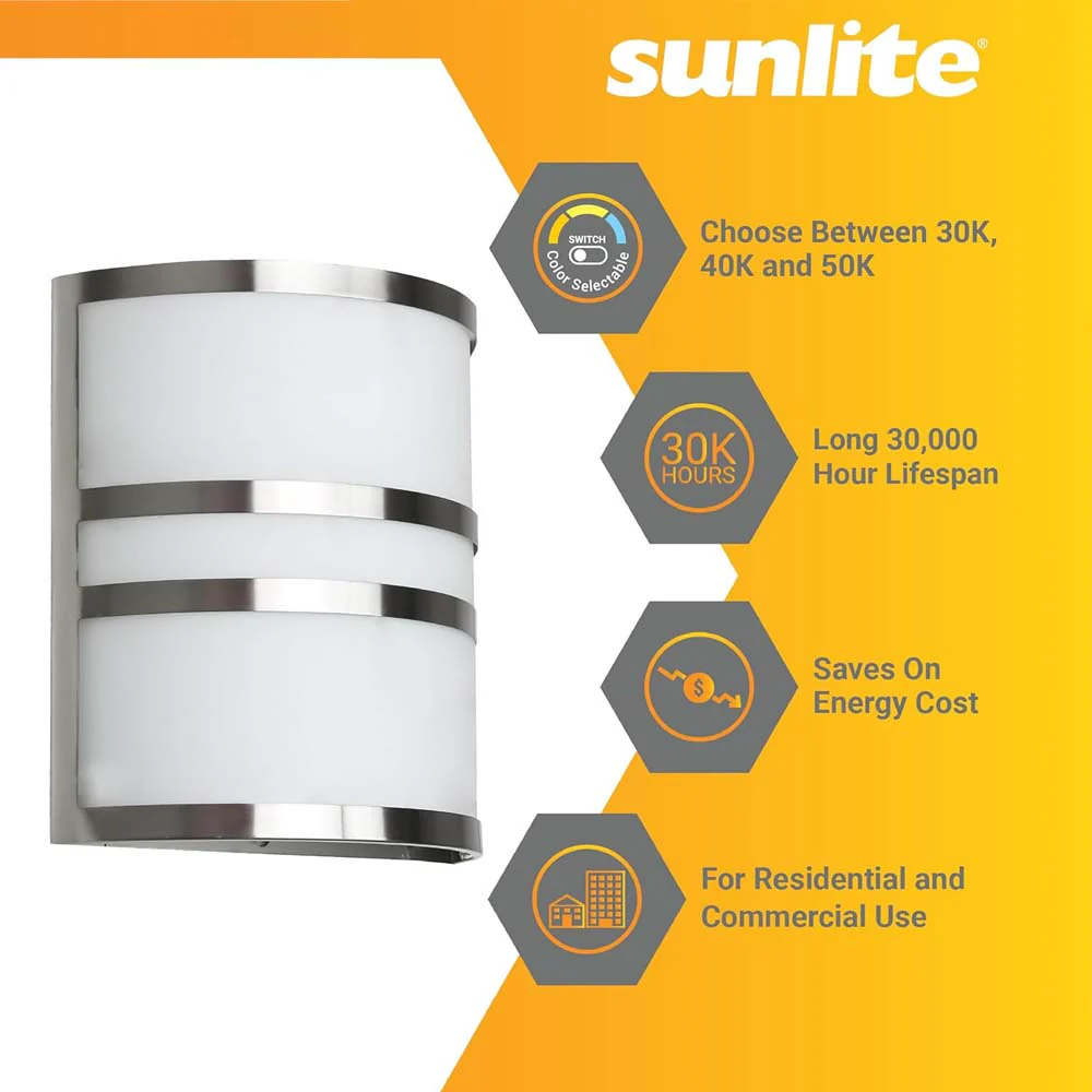 Sunlite 15w LED Half Cylinder Wall Sconce Fixture CCT Selectable - 75w equiv - Image 4