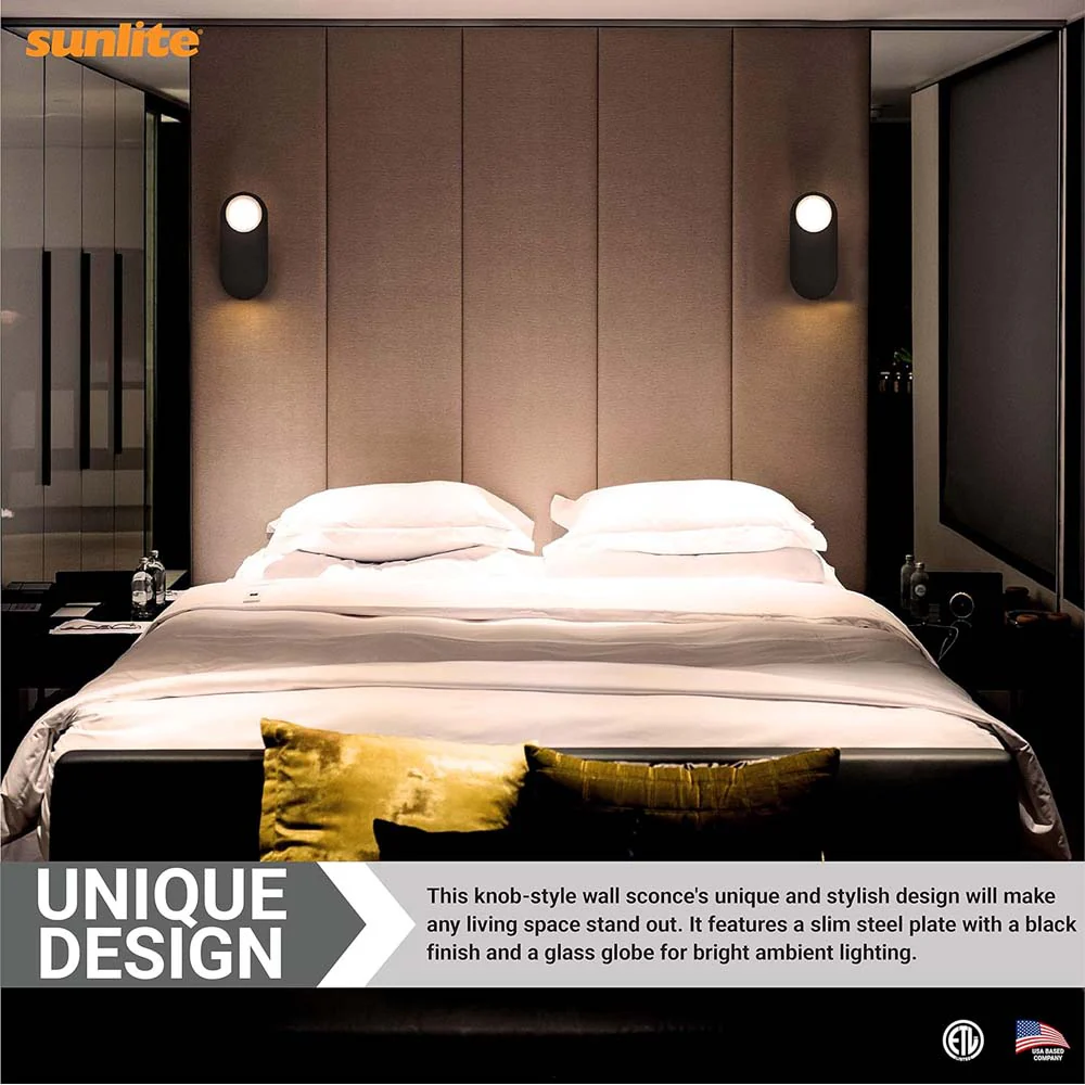Sunlite 15w LED Knob Style Glass Wall Sconce Fixture 3000K Dimmable - 60w equiv - Image 4