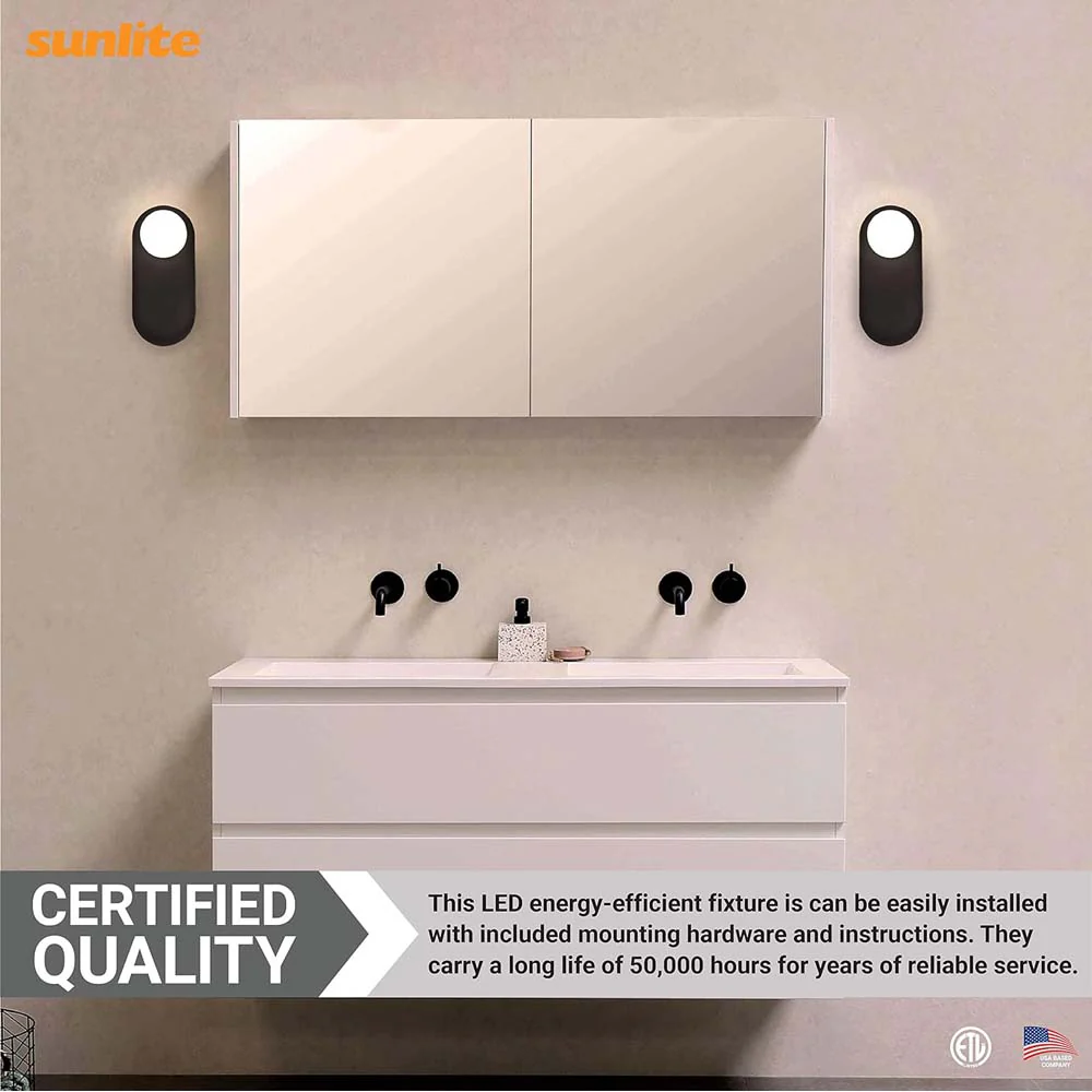 Sunlite 15w LED Knob Style Glass Wall Sconce Fixture 3000K Dimmable - 60w equiv - Image 6