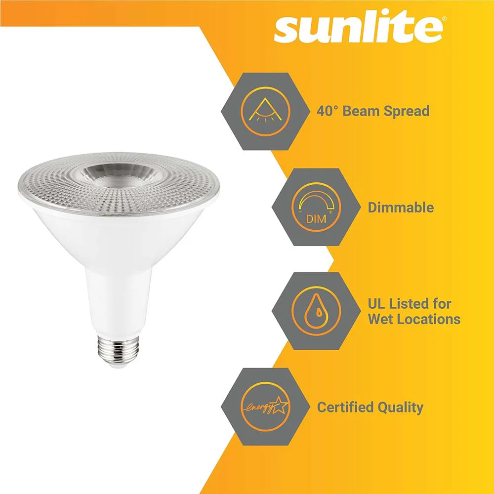 Sunlite 15w LED PAR38 Long Neck E26 Dimmable 5000K Spot Bulb - 100W Equiv - Image 3