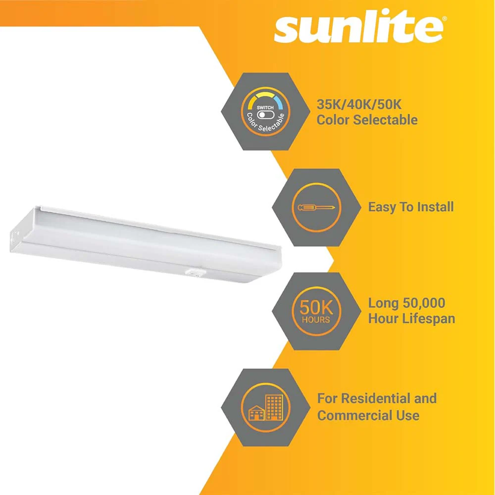 Sunlite 18-In 10w LED Under Cabinet Hardwired Fixture CCT Selectable - 60w equiv - Image 5