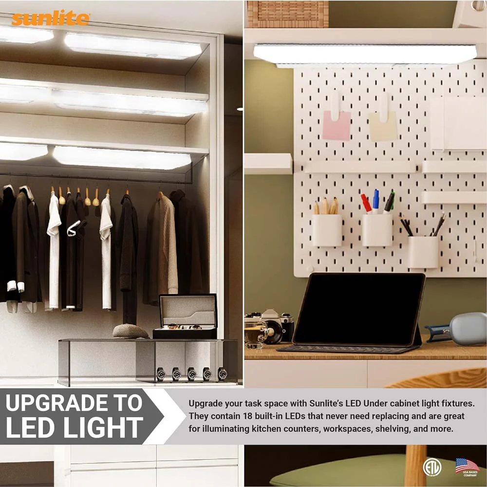 Sunlite 18-In 10w LED Under Cabinet Hardwired Fixture CCT Selectable - 60w equiv - Image 6