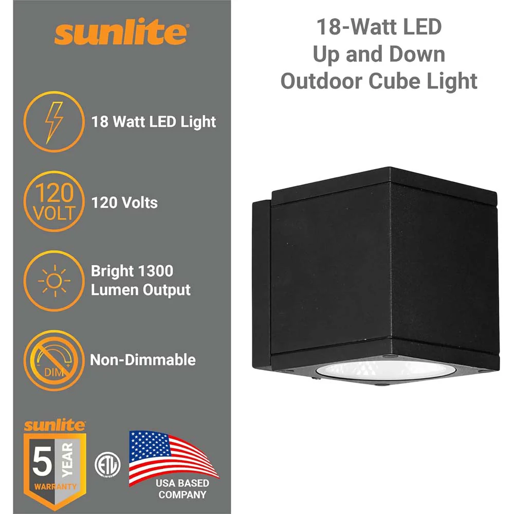 Sunlite 18w LED Cube Up And Down Outdoor Light Fixture CCT Selectable 120v - Image 3