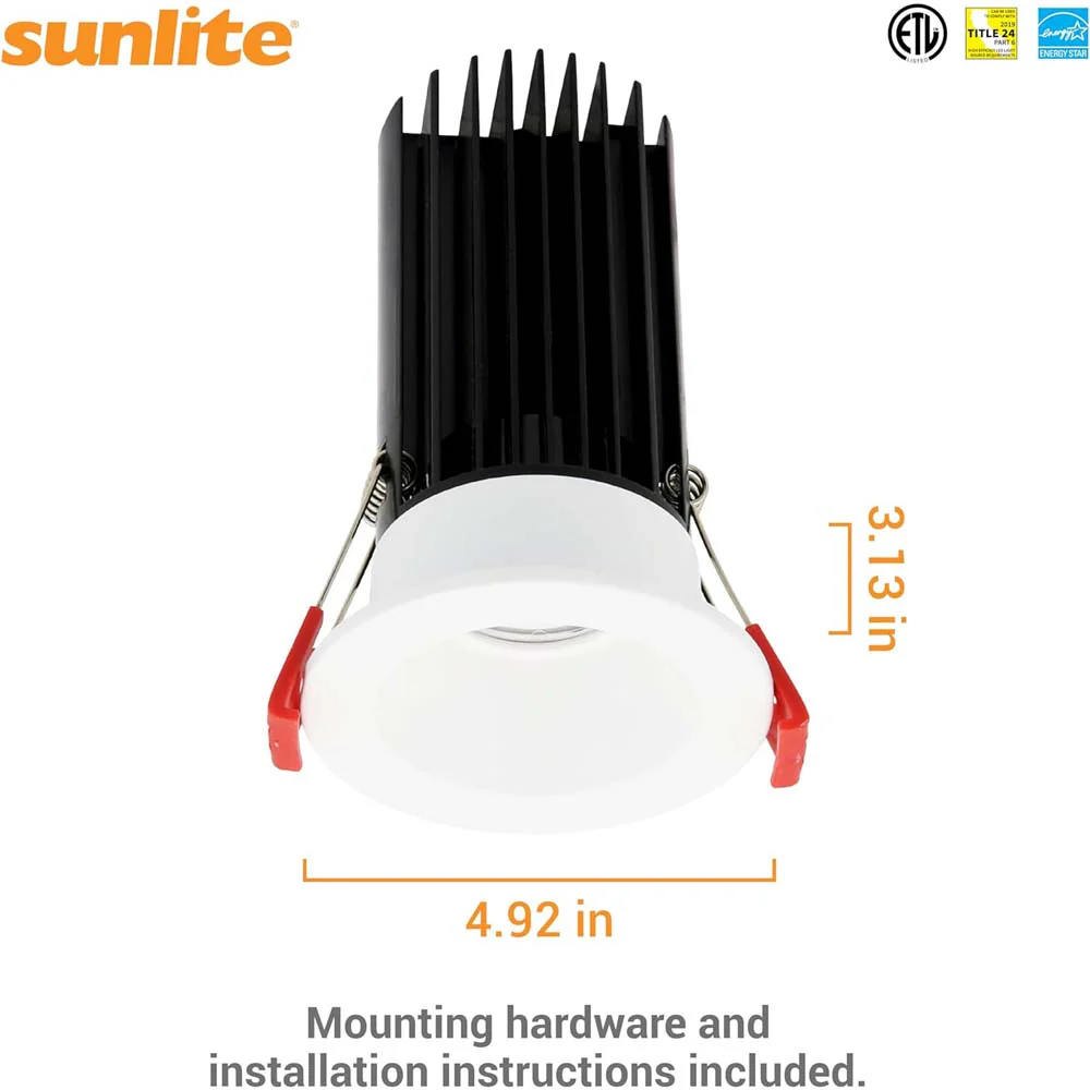 Sunlite 2-In 15w LED Round Regressed Downlight Fixture CCT Selectable Dimmable - Image 2
