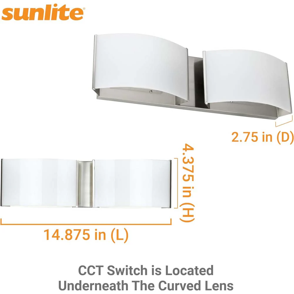 Sunlite 20w 2-Lights LED Decorative Vanity Fixture CCT Selectable -100w equiv - Image 2