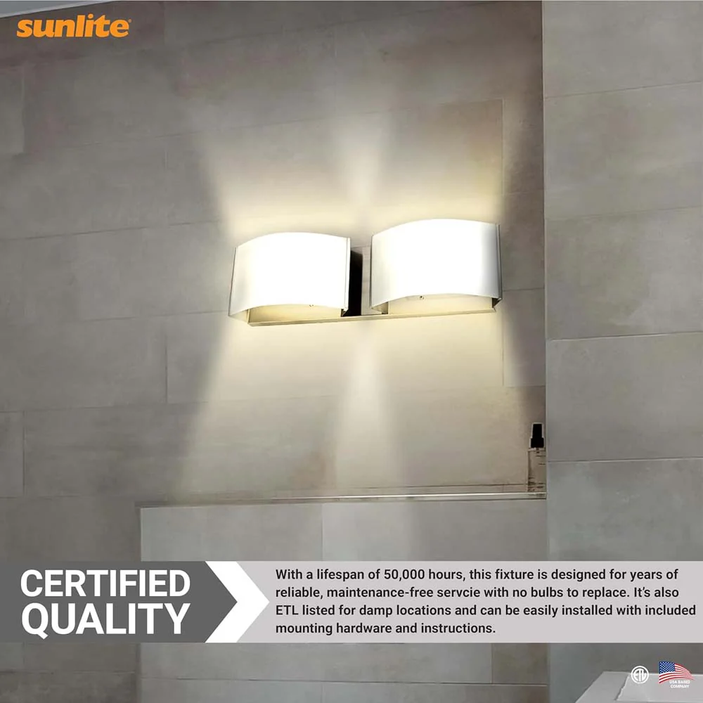 Sunlite 20w 2-Lights LED Decorative Vanity Fixture CCT Selectable -100w equiv - Image 7