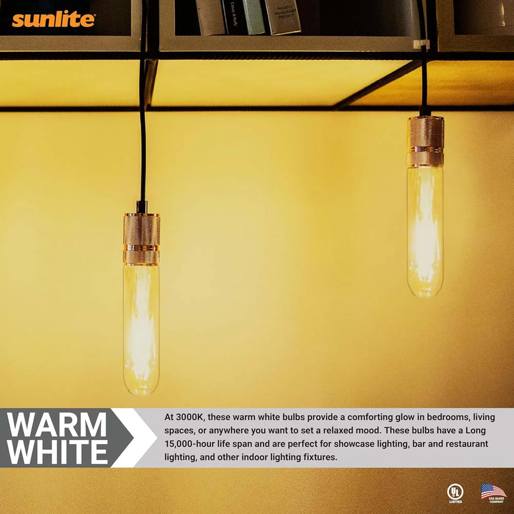 Sunlite 2w LED Filament T10 Tubular E26 Base 3000K Bulb - 25W Equiv - Image 5