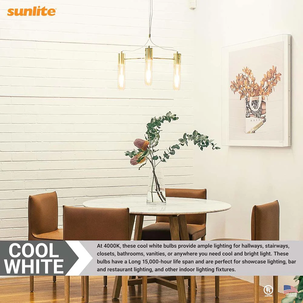 Sunlite 2w LED Filament T10 Tubular E26 Base Clear 4000K Bulb - 25W Equiv - Image 5