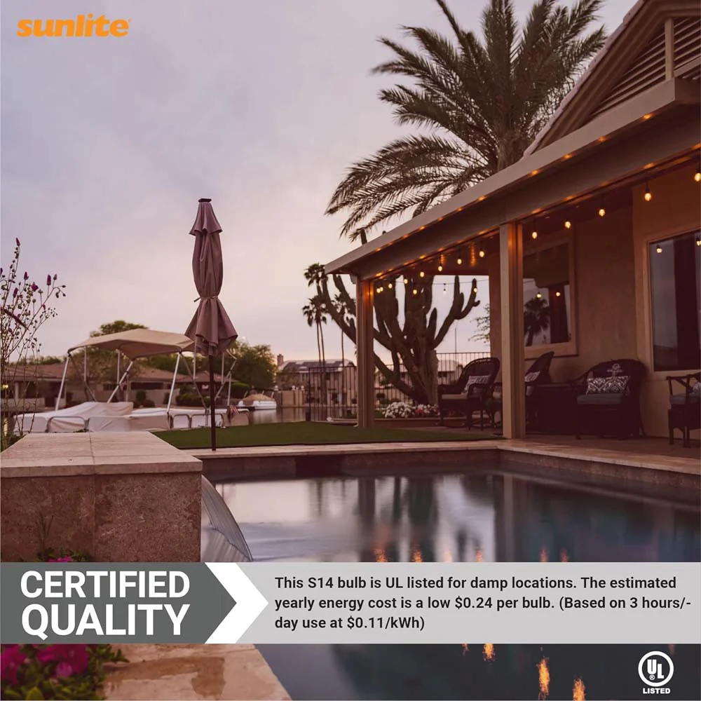 Sunlite 2w LED S14 Filament Style String E26 Base 2700K Warm White Bulb - Image 5