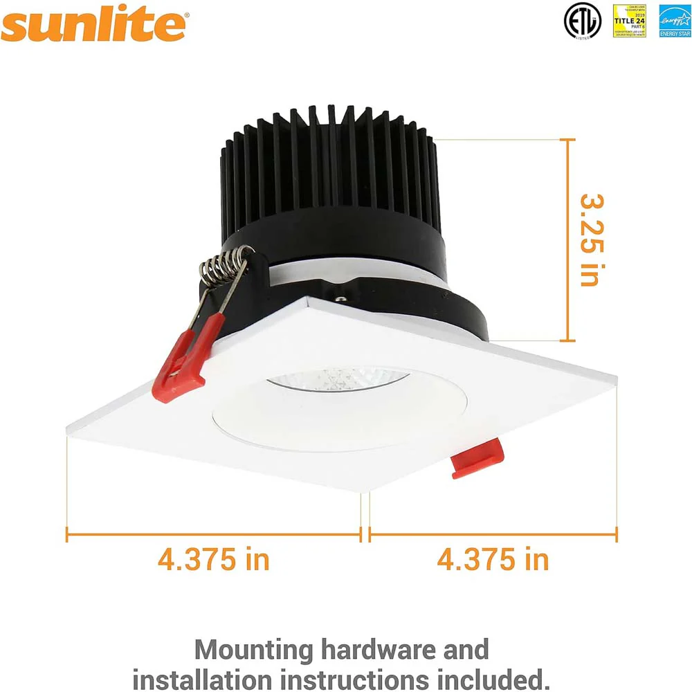 Sunlite 3.5-in 12w LED Single Head Gimbal Downlight Fixture CCT Tunable Dimmable - Image 2