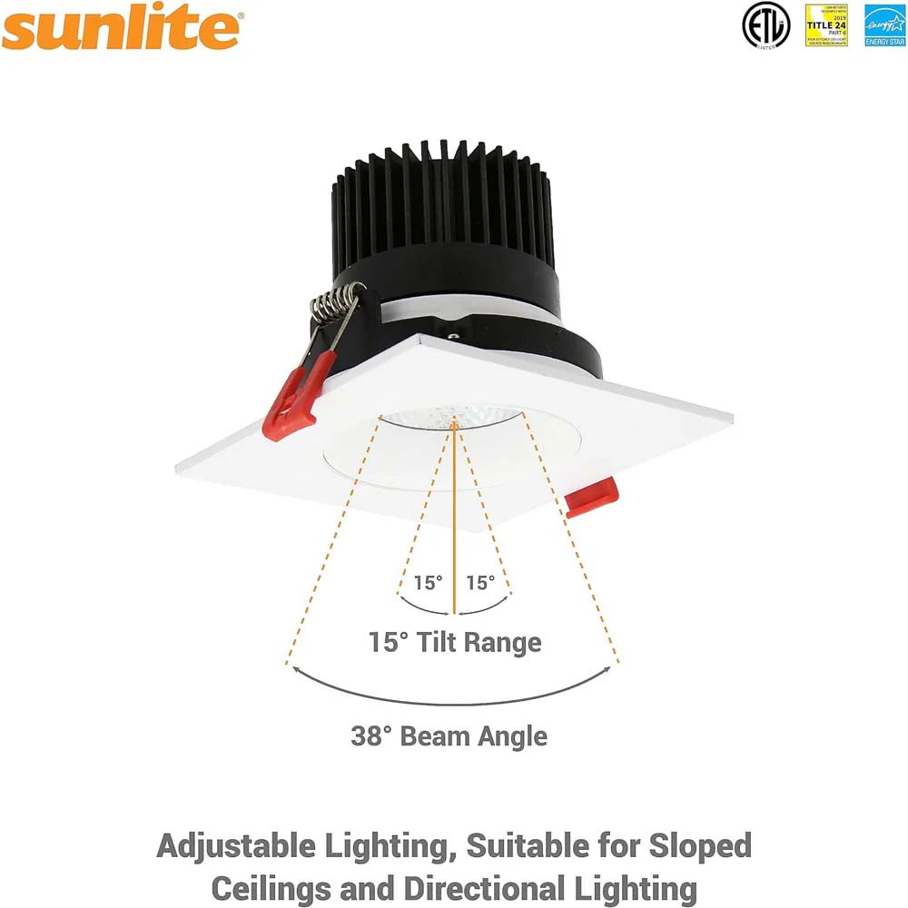 Sunlite 3.5-in 12w LED Single Head Gimbal Downlight Fixture CCT Tunable Dimmable - Image 5