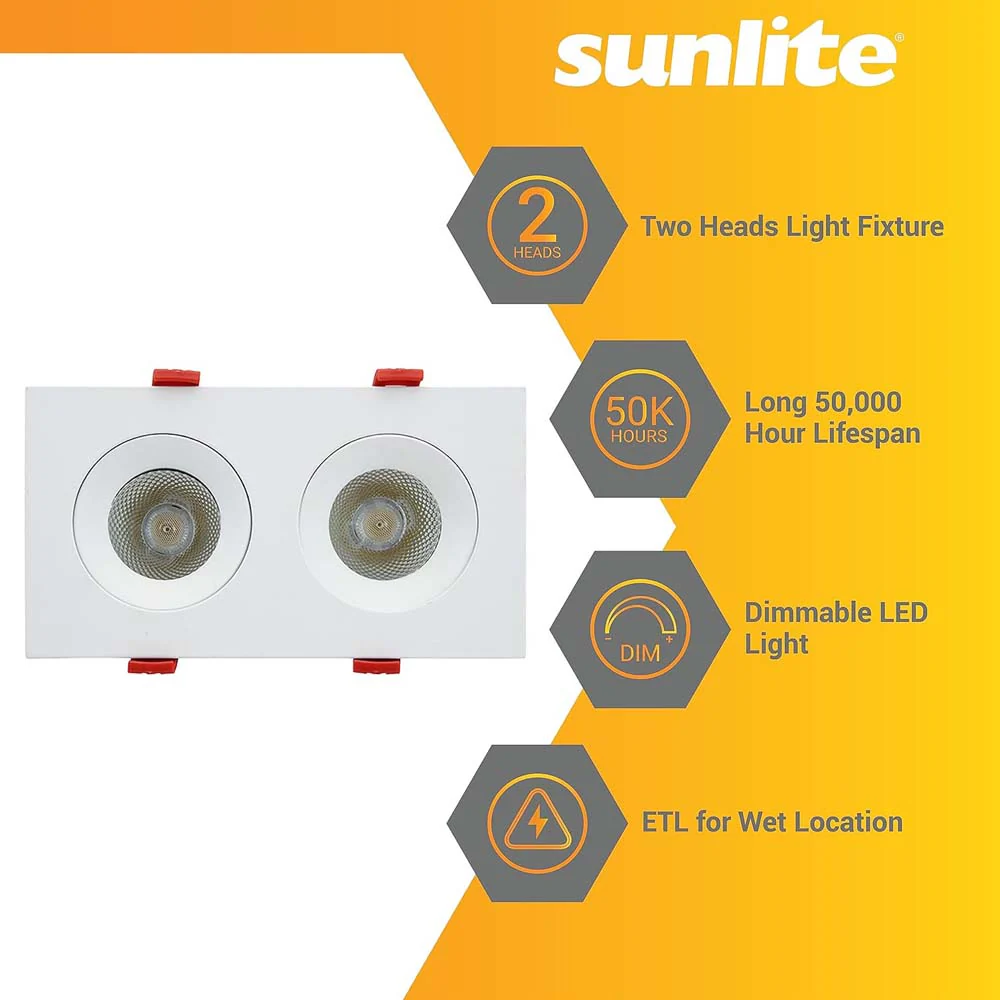 Sunlite 3.5-in 24w LED Two Head Gimbal Downlight Fixture CCT Tunable Dimmable - Image 4