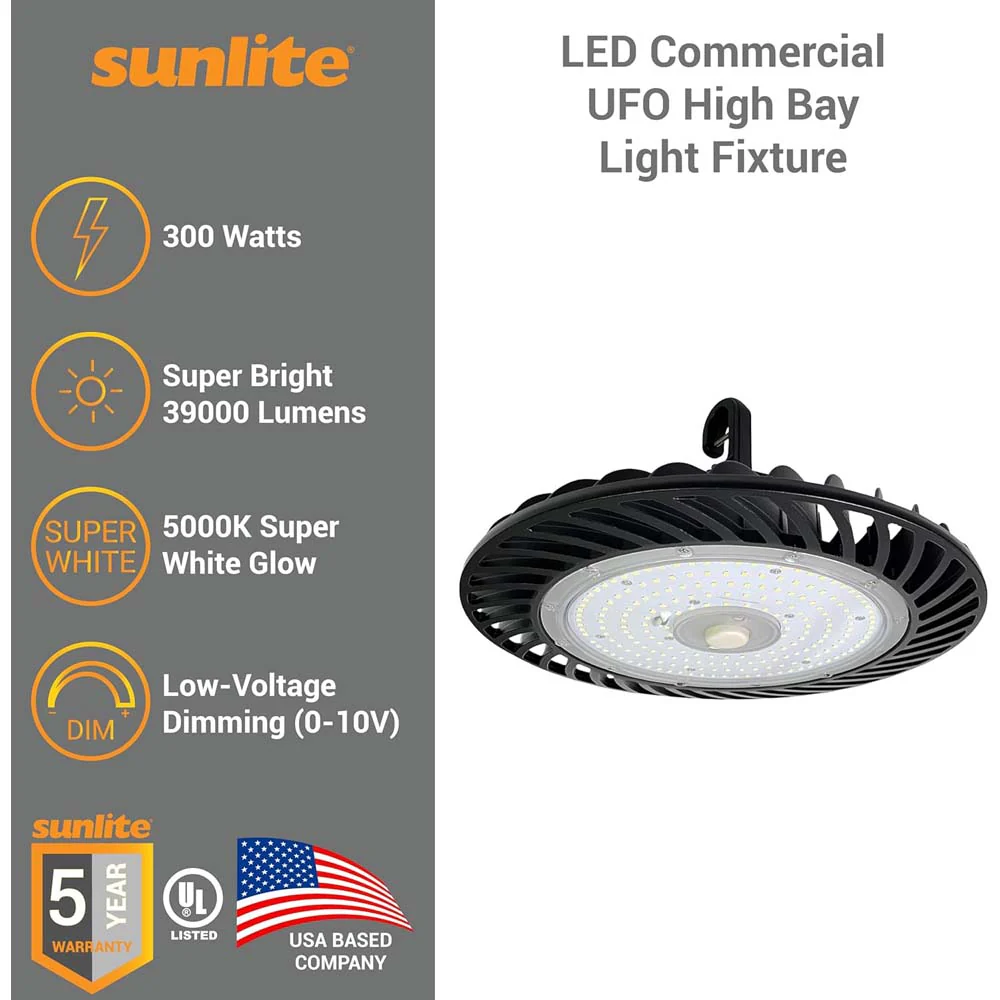 Sunlite 300w LED Commercial UFO High Bay Fixture 5000K 120-277V - 750w Equiv - Image 8