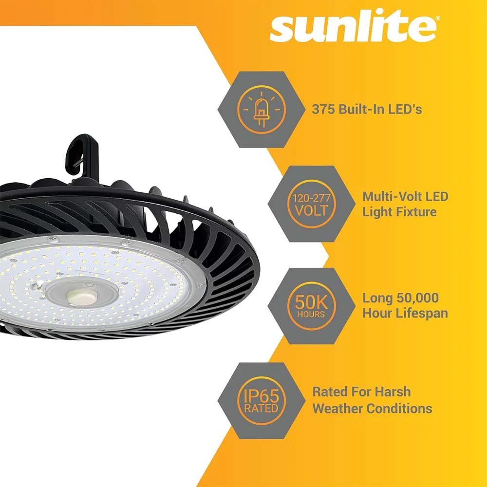 Sunlite 300w LED Commercial UFO High Bay Fixture 5000K 120-277V - 750w Equiv - Image 9