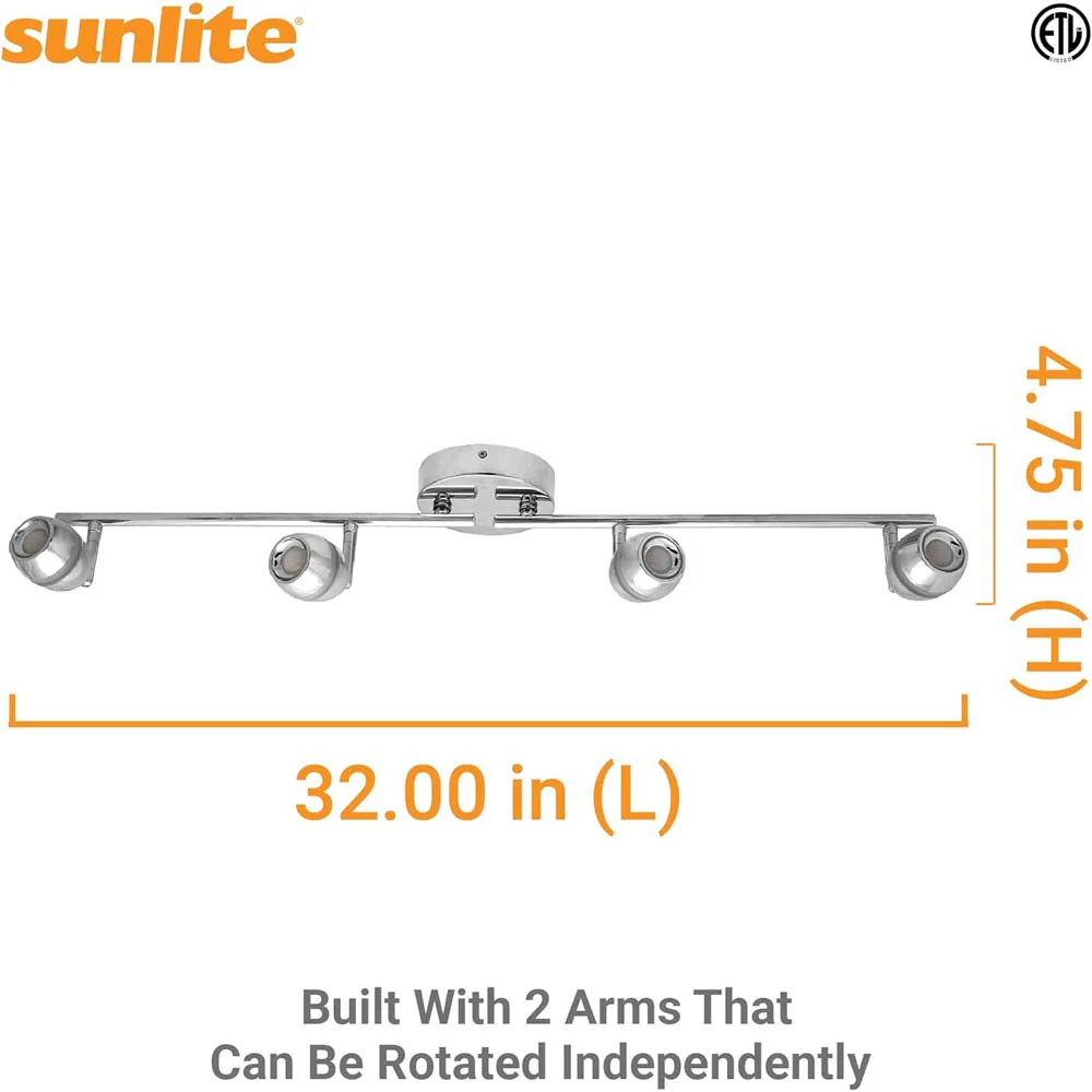 Sunlite 32-in 23w 4-Light LED Adjustable Track Fixture 3000K 120v - 100w equiv - Image 2