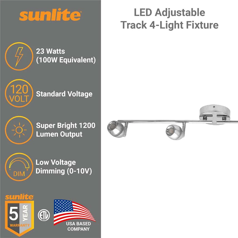 Sunlite 32-in 23w 4-Light LED Adjustable Track Fixture 3000K 120v - 100w equiv - Image 3