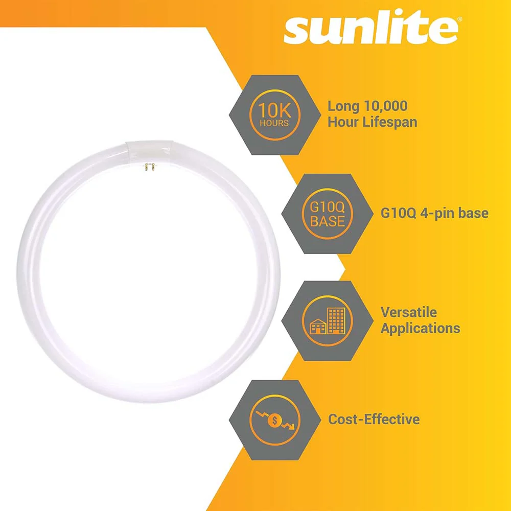 Sunlite 32w T9 Round Fluorescent Circline Lamp G10Q 4-Pin Base 4100K Cool White - Image 3