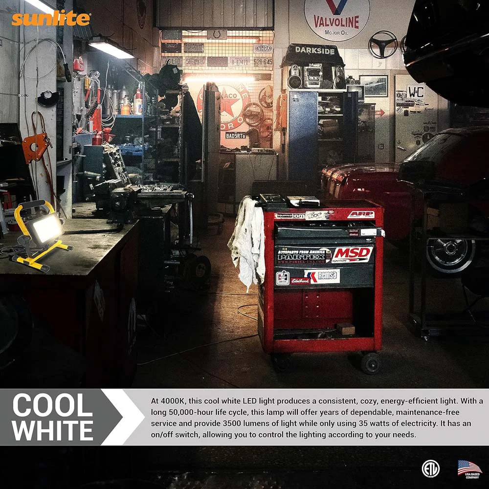 Sunlite 35w LED Portable Work Light Fixture 5F Power Cord 4000K Cool White - Image 5