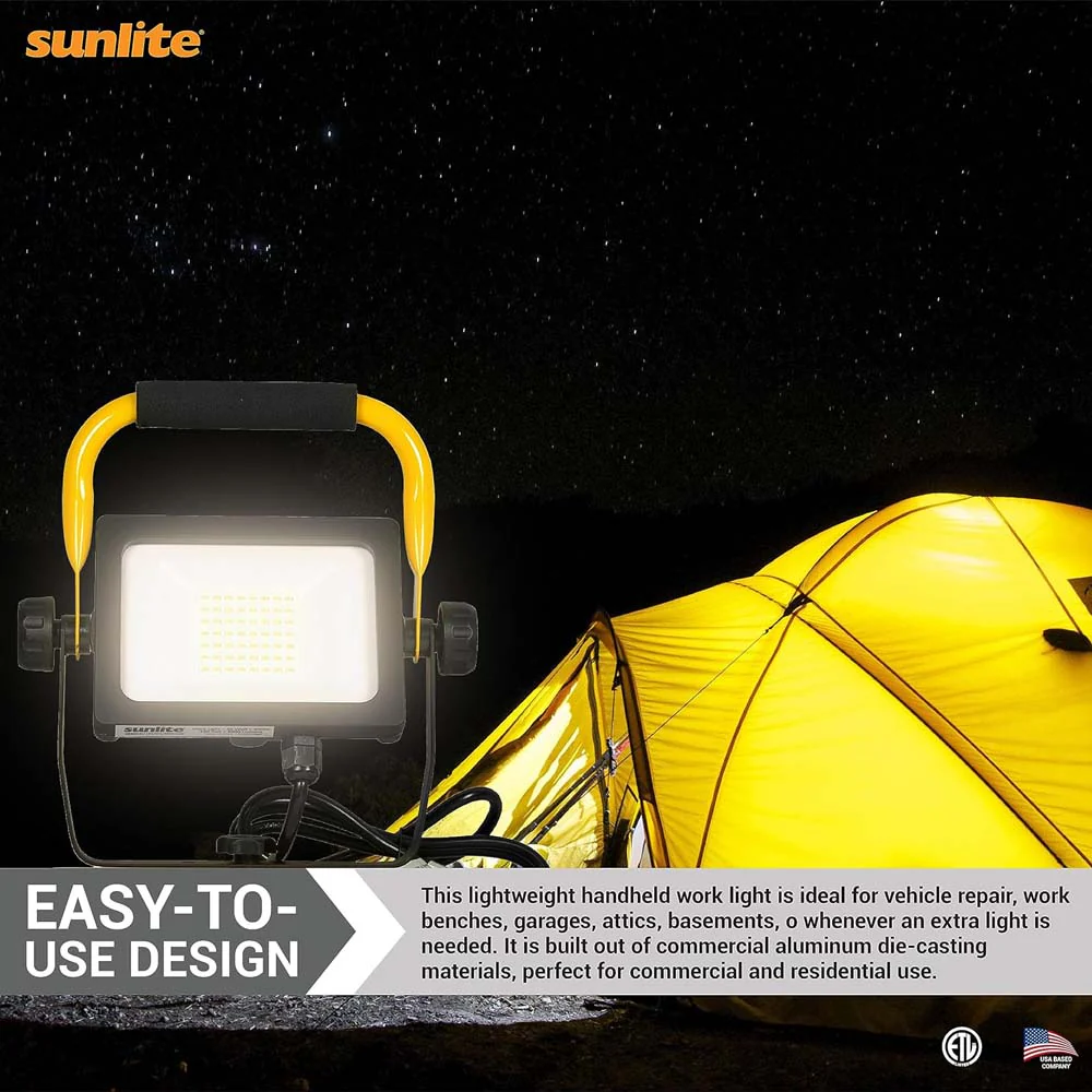Sunlite 35w LED Portable Work Light Fixture 5F Power Cord 4000K Cool White - Image 6