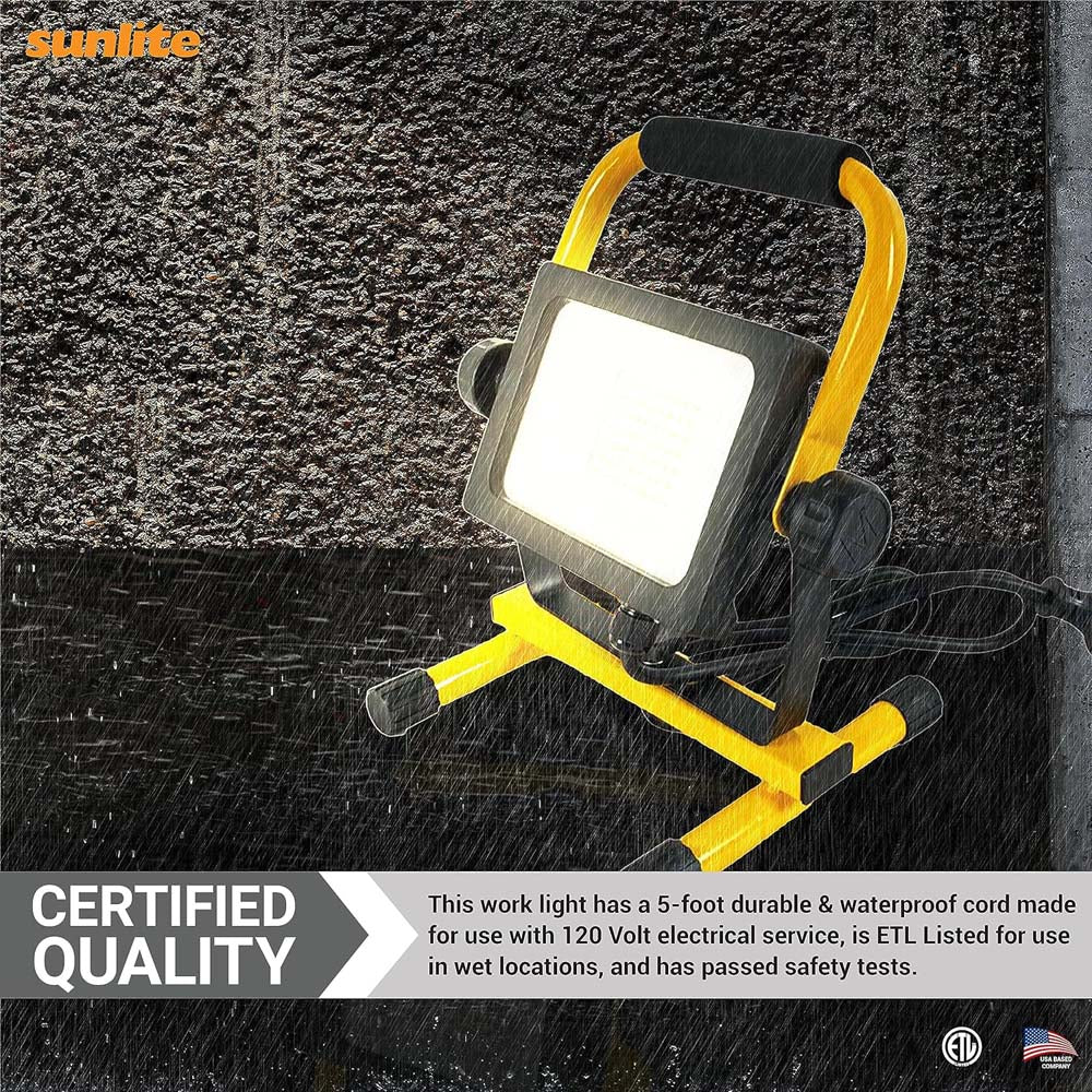 Sunlite 35w LED Portable Work Light Fixture 5F Power Cord 4000K Cool White - Image 7