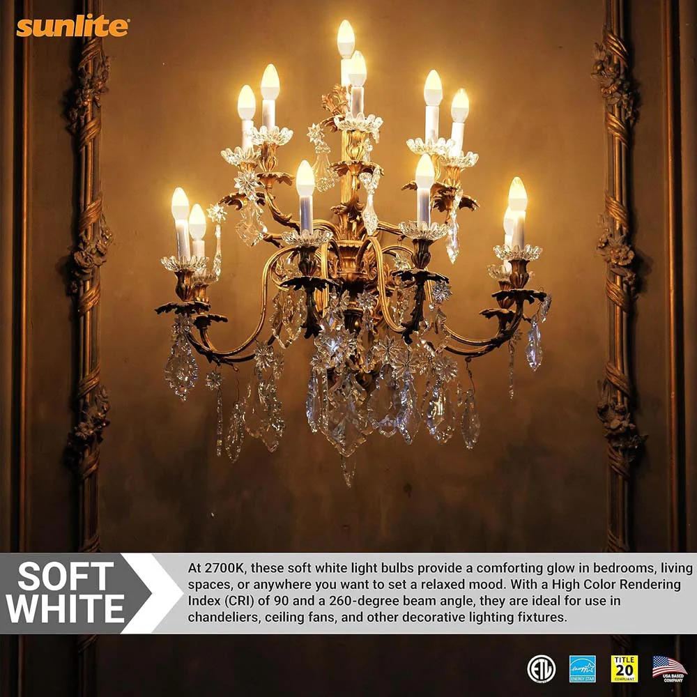 Sunlite 4.5w LED B11 Clear Torpedo Tip Chandelier E12 4000K Bulb - 40W Equiv - Image 4