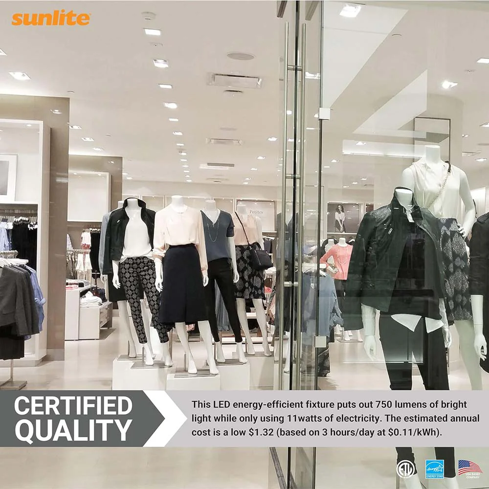 Sunlite 4-In 11w LED Square Retrofit Recessed Downlight CCT Selectable Dimmable - Image 5
