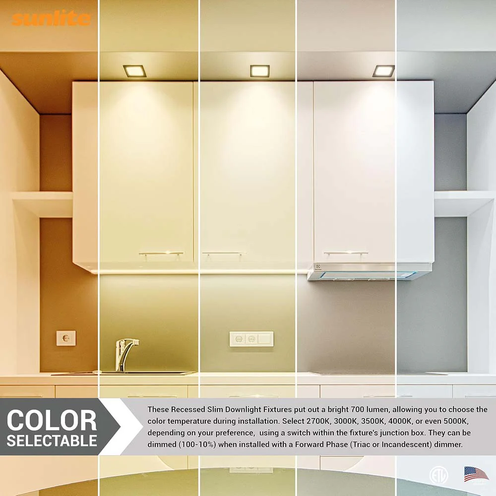 Sunlite 4-In 12w LED Recessed Slim Downlight Fixture CCT Selectable - 65W equiv - Image 5