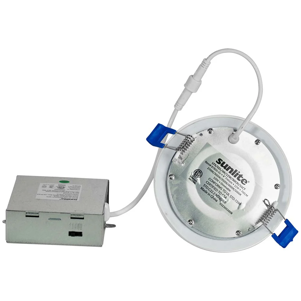 Sunlite 4-in 12w LED Round Recessed Slim Downlight CCT Tunable White Fixture - Image 4