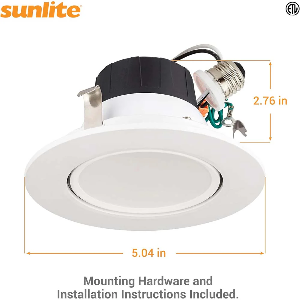 Sunlite 4-In 8w LED Round Retrofit Gimbal Downlight CCT Selectable - 65W Equiv - Image 2